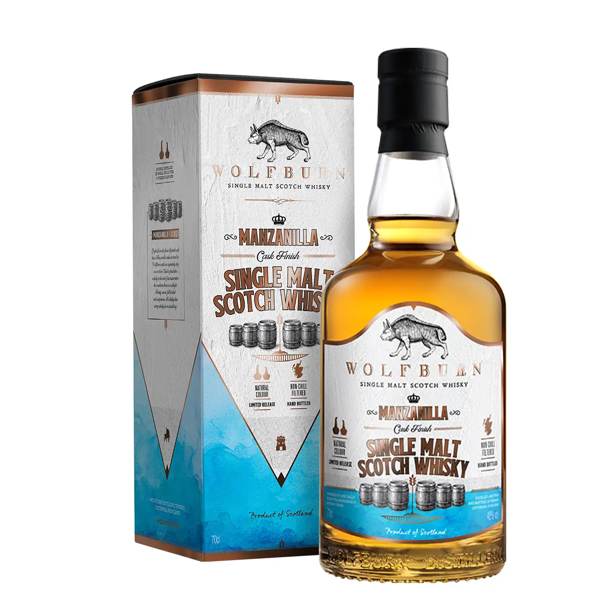 WOLFBURN Manzanilla Cask Finish - 7 Years Old - Single Malt Scotch Whisky, 46 % vol